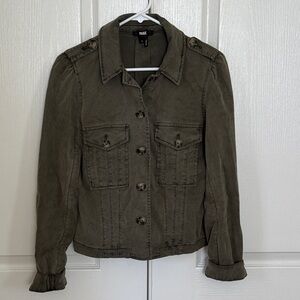 PAIGE Olive Green Utility Jacket with Button Front